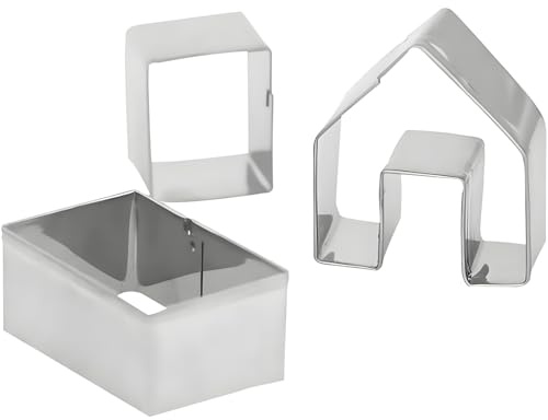 Lot de 3 emporte-pièces en forme de maison en pain d'épices pour pain d'épices - Pour faire cuire votre propre petit pain d'épices - Moule à biscuits de Noël