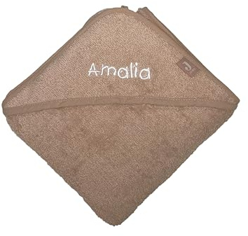 my-mosaik Kapuzenhandtuch - Badetuch mit Namen Bestickt 100x100 cm für Babys und Kinder - aus 100% hochwertiger Frottee Baumwolle - personalisiert mit Namen/inklusive Bestickung (Wild Rose)