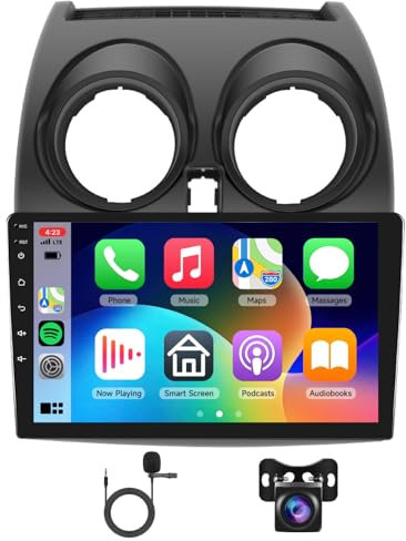 Radio para Coche Dab+ Carplay para Nissan Qashqai 2006-2016, Radio con Pantalla táctil de 9 Pulgadas Podofo 2G+64G CarPlay inalámbrico Android Auto con HiFi/BT/WiFi/GPS/Control del Volante+CANBUS