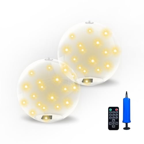 TWSOUL 2 luci solari galleggianti per piscina, 35 cm, Ip68, impermeabili, 16 colori con telecomando, sfera solare, decorazione per piscina, fontana, acquario (luce calda)