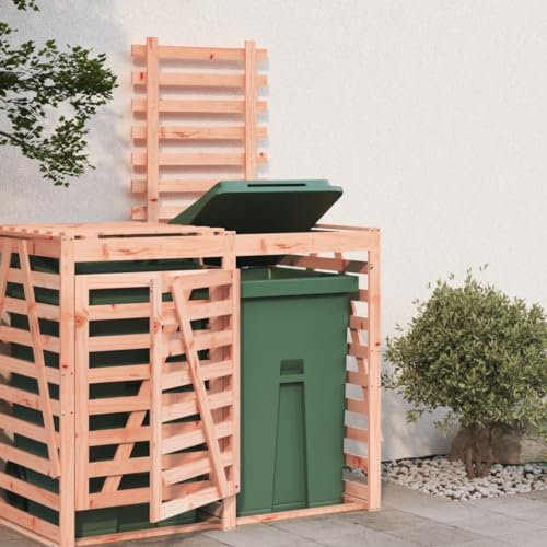 Extension de rangement pour poubelle à roulettes en bois massif pour la maison et le jardin Abri poubelle en bois Douglas naturel
