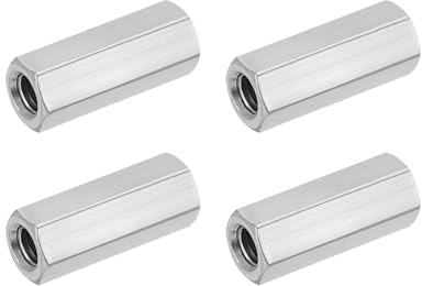 HiPicco Lot de 4 écrous d'accouplement hexagonaux, M8 x 1,25 pas UNC 35 mm de longueur, écrous d'accouplement de tige en acier inoxydable 304 pour tiges filetées et goujons
