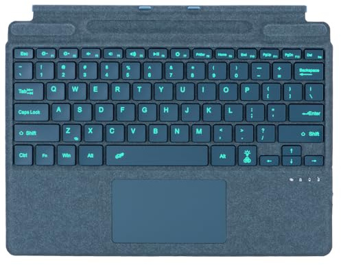 Bluetooth-tangentbord för Microsoft Surface Pro Copilot+ PC (11:e utgåvan), kompatibelt med Pro 8-11 Generation, QWERTZ, styrplatta, USB-laddning, tysk, safirblå