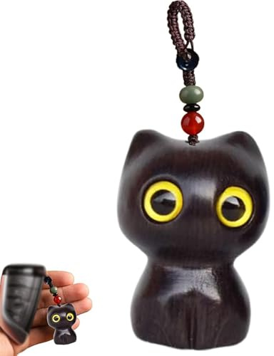 fufupaw Porte-clés en bois, idéal pour clés, sacs à dos, sacs à main, porte-clés chat comme cadeau pour filles, femmes et hommes