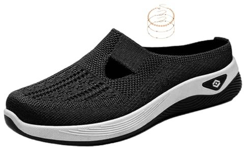 Women's Clogs & Mules Trainers for Women Wide Fit Wedge Athletic Sneakers Casual Fashion Non Slip Walking Shoes Soft Sole Slip-on Orthopedic Trainer Warehouse Clearance Gold*1+Black*1