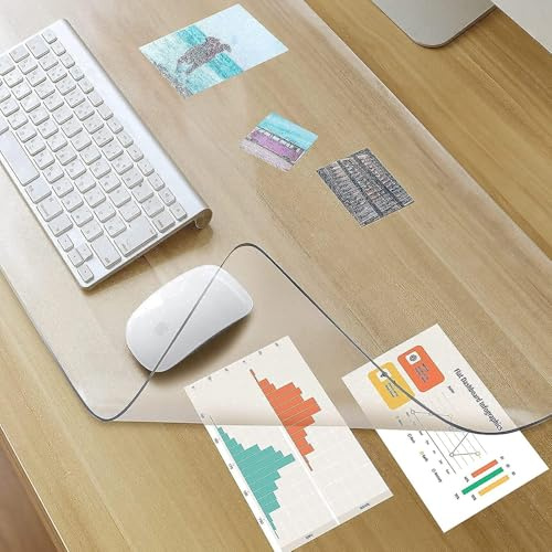 Schreibtischunterlage Transparent 100x42cm,Groß Durchsichtige 1.5mm PVC Schreibtischmatte,Wasserdicht Rutschfest Unterlage Schreibtisch, Tischschutz Transparent für Büro & Zuhause (100x42x0.15cm)