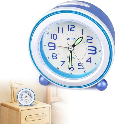 LOMUG Réveil Enfant Fille Garçon,Horloge Analogique Pédagogique sans Tic-Tac avec Veilleuse et Snooze,Cadeau pour Chambre d'enfant, École, Anniversaire