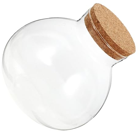 ROMISBABA Rundes Glas Terrarium mit Korkverschluss Kleines Transparentes Pflanzgefäß für Tillandsien und Sukkulenten Selbstgemacht Mikrolandschaftsflasche für Büro und Fensterbank