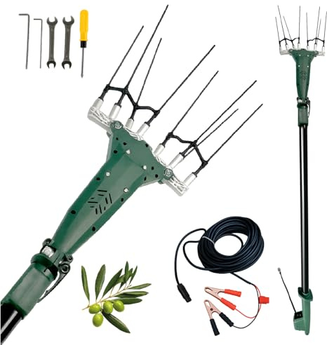 Crisalide® Abbacchiatore Elettrico per Olive TWIST-12 – Scuotitore 12V 140W Brushless con Asta Telescopica 2,3-3,0 m, Pettini in Fibra di Carbonio e Cavo da 15 m – Raccogliolive Professionale