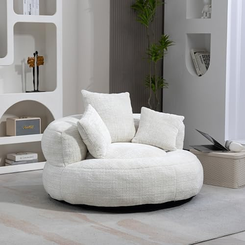 Kleine Couch, Boneless Couch mit Hohem Rücken & 3 Kissen | Lounger Sitzsack Sofa für Gaming & Entspannung | Lazy Sofa in Chenille Bezug Indoor & Outdoor (Beige, Ohne Montage)