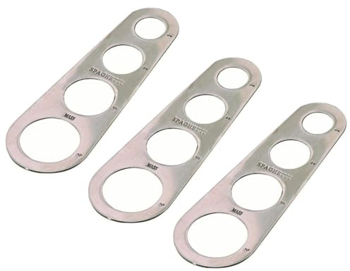 WATIIFUFU Misuratore per Spaghetti e Tagliatelle in Acciaio Inox 4 Fori, Strumento di Misurazione Porzioni Pasta, Utensile Cucina Compatto Anello per Conservazione, per Chef e Dieta, Set 3