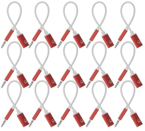 Angoily Lot de 15 Adaptateurs Audio 3,5 Mm Mâle vers USB-c Femelle Rouge, Connecteur Jack Stéréo pour Écouteurs, Câble de Connexion Audio Compact, Compatible Mp3, Ordinateurs Portables