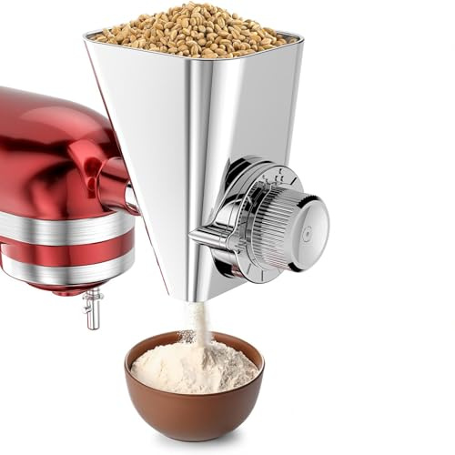 All Metal Grain Mill Attachment for KitchenAid Stand Mixer, 10 Levels, Flour Mill, Fit for Non-Oily Dry Grain Corn, Coffee Bean, Buckwheat, Oats, Millet.