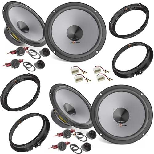 EvoTuning Kit 8 Casse Altoparlanti per Land Rover Discovery Sport dal 2015 al 2022 Anteriore e Posteriore compatibile con 2 Kit Hertz K 165 Set 4 Woofer 4 Tweeter + Anelli e Cavi Adattatori