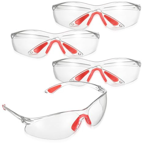 GAROZATION 4 Gafas de Seguridad Resistentes de Silicona y Policarbonato Diseño Cómodo y Protección Antiarañazos para Trabajo en Laboratorio y Construcción para Hombres y Mujeres