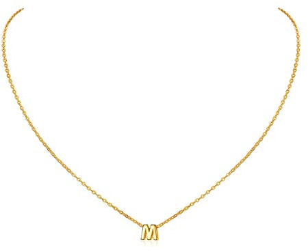 ChicSilver Buchstaben M Kette Gold Damen BFF Halskette mit Namen Anhänger | Goldkette Initialen, 925 Sterling Silber Vergoldet, A-Z Alphabet Kette Schmuck Geburtstags Geschenk für Frauen Damen Mutter