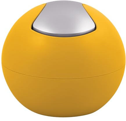 Spirella Cestino da Bagno, Contenitore per Cosmetici, 1 litro, Finitura Lucida o Opaca, con Coperchio Basculante, Cestino da Tavolo, Giallo Sole Opaco