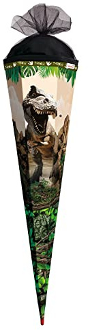 ROTH Schultüte groß Tyrannosaurus mit Sound und Spezialborte 85 cm - rund Rot(h)-Spitze Tüllverschluss - Zuckertüte Schulanfang