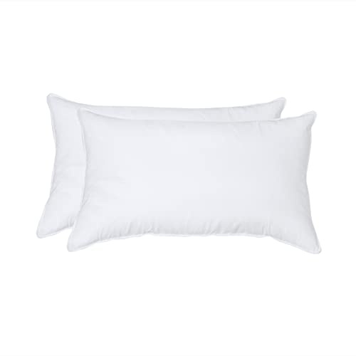 Juego de 2, Cojines Decorativos Relleno de Almohada, Relleno de Plumas de Plumón con Funda de Algodón de 233 Hilos, Duradero, Lavable (12 x 20 Pulgadas)