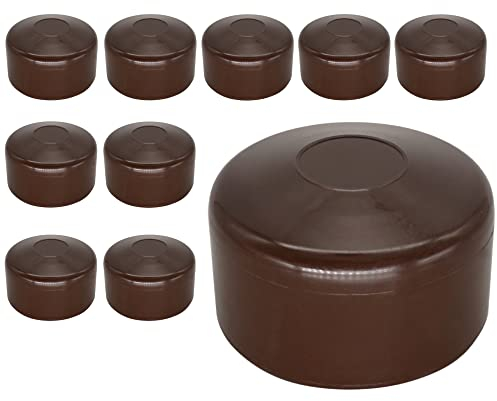 SKIR'CO (10 piezas) Tapas de postes de valla, tapas redondas de plástico marrón de 60 mm para postes de valla redondos, cubiertas de postes de valla, marrón RAL 8028