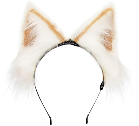 MIVAIUN Handgefertigtes Fell Fuchs Katzenohren Stirnband Fursuit Kopfbedeckung für Erwachsene Künstliches Tier Stirnband Niedliche Kopfbedeckung für Festival Party Cosplay
