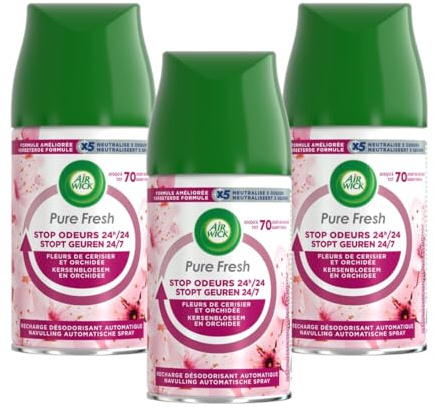 Air Wick Freshmatic Pure Fresh - Recarga para flores de cerezo y orquídea, 3 unidades (3 x 250 ml)