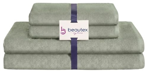 BEAUTEX Handtuch Set 2 Handtücher 2 Badetücher Eisberg-grün 550 g/m² | Praktisches Set aus europäischer Baumwolle, 550 g/m², Oeko-Tex zertifiziert, weich und saugstark.