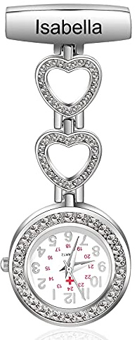 kaululu Personalisierte Krankenschwester Uhr mit Namen Krankenschwester Uhr Taschenuhr mit Clip für Frauen Analog Quarz Pin Tragbare für Arzt Krankenschwester Pflegepersonal