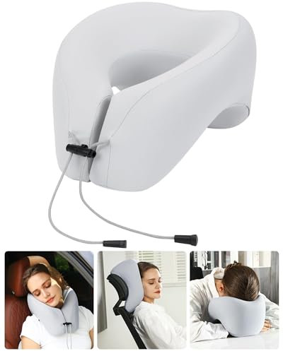 jiaao Nackenkissen Flugzeug, Reisekissen 100% Memory Foam - Reise Gadgets - Nackenhörnchen, Ideal für Reisen mit Auto, Bahn und Flugzeug - Nackenhörnchen Erwachsene (Grau)