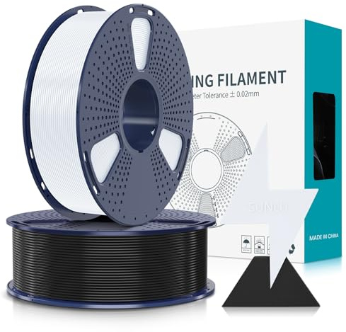 SUNLU Hyper PLA Filament 2KG, High Speed PLA, 1KG/Spule, Schwarz+Weiß | Rapid PLA mit 50–600 mm/s, 3D Drucker Filament 1,75mm, Maßgenauigkeit±0.02mm, Kompatibel mit den meisten 3D-Druckern