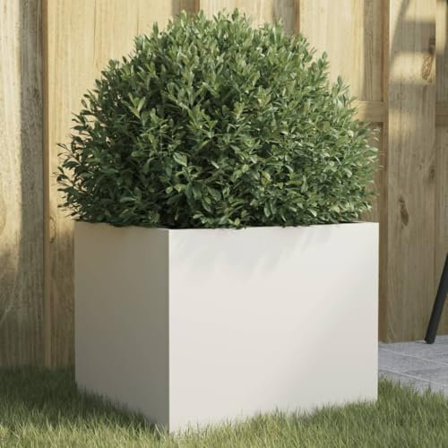 LAPOOH Jardinera de Acero Laminado en frío Blanco 32x30x29 cm, Huerto Urbano Terraza, Jardineras Exterior, Jardineria Maceteros, Mesa De Cultivo, Huerto En Casa - 841537