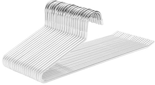 devesanter Hosenbügel-Set aus Metall, elegant, rutschfest, platzsparend, für Hosen, Hosen, Decken und Jeans, mit Gummibeschichtung und offenem Ende, schlankes Design, Weiß, 20 Stück
