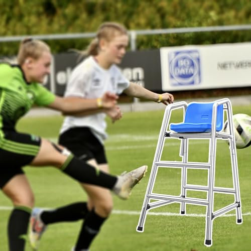 SJFYB Schiedsrichterstuhl mit Fußballmotiv, robuster Edelstahl, Abnehmbarer Hocker für Tennistrainer, Rettungsschwimmerstühle für Erwachsene für die Küstenwache mit Loch für Sonnenschutz