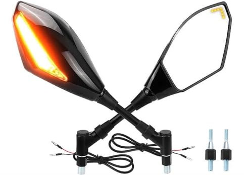 Seite Rückspiegel Motorrad Blinker Licht Spiegel 12V Seite Rückansicht Reflektor Lampe 8mm 10mm Für Suzuki Lenkerendenspiegel Motorrad
