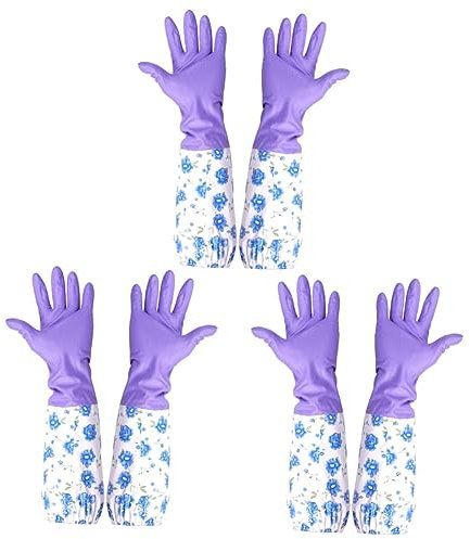 Healeved 3paare Lange Gummihandschuhe Für Wasserdichte Rutschfeste Haushaltshandschuhe Für Küche Aquarium Und Gartenarbeit Wiederverwendbar Schützend Und Strapazierfähig