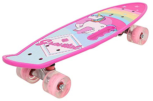 Supfine Skateboard Komplette 24 Zoll Mini Cruiser Skateboard für Kinder Jugendliche Erwachsene, LED Leuchtrollen mit All-in-one Skate, ABEC 7 Lager (Rosa)