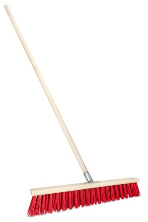 Straßenbesen 50 cm mit Holz Stiel 150 cm Holz draußen Gartenbesen Industriebesen Robuster Outdoor Besen mit Stabilen Borsten für Hof Garten und Gehwege