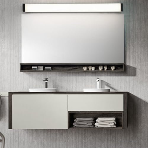 LED Espejo Baño Aplique de Pared Estanco Lámpara de Pared Temperatura de 3 Colores Luz de Pared 3000K/4000K/6000K Interior Aplique de Pared Tocador Loft Maquillaje Iluminación (Negro Luz Blanca,40cm)
