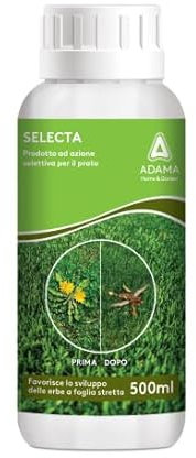 SELECTA Prodotto ad azione selettiva per prati e manti erbosi Uso e Dosi : diluire ml 150 in 4 lt d'acqua da distribuire in una superficie di 10 mq