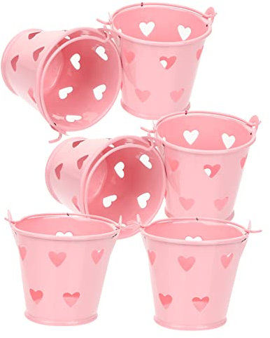 Zerodeko 6pcs Mini Portable Iron Bucket Small Candy Bucket for Farmhouse Fruit Bowl Party Favors Handle Small Metal Pail for Boys and Girls