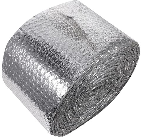 POPETPOP Film Isolant Thermique à Bulles Aluminisé Argenté, Facile à Installer et Résistant à L'usure, Rouleau Unique pour Isolation de Tuyaux et Fenêtres en Hiver