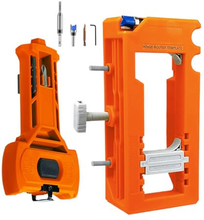 Gabarit de charnière dissimulé – 21 cm – Gabarit de défonceuse pour portes d'armoire – Kit d'installation de mortaise de charnière réglable avec et guide – Outil de travail du bois pour des