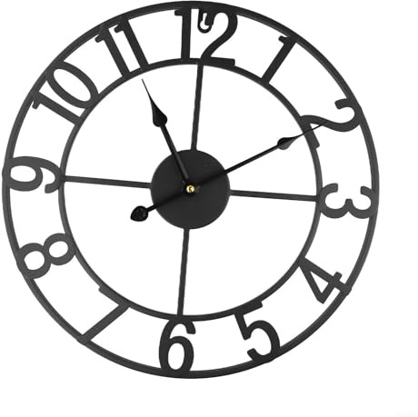 Eawfgtuw Reloj de pared de metal vintage para jardín, resistente a la intemperie, para interiores y exteriores, reloj decorativo grande, movimiento silencioso, adecuado para patio, porche, piscina