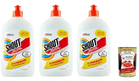 Italian Gourmet Scioglimacchia Liquido Smacchiatore Bucato Wäsche 3 x 500ml | Tripla azione, fleckenentferner per capi bianchi e colorati, formula sicura, Gesamtnettogewicht 1,5 L + Kostenlos Polpa 400g