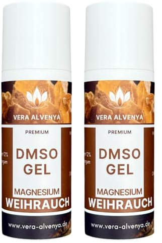 2x DMSO Weihrauch Magnesium Gel, 50% DMSO Original Magnesiumchlorid und Weihrauchextrakt, hochdosiert DMSO 99,9 Prozent Reinheit mit Dimethysulfoxid 99,9% 2x50ml Airless HDPE-Tube, Natur
