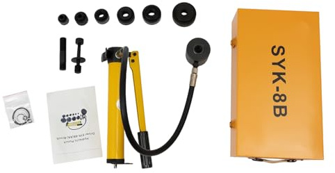 Perforatrice hydraulique 8T - Poinçon de rupture hydraulique avec 6 matrices en option de 22 à 60 mm - Kit de pompe hydraulique pour tôles en fer doux jusqu'à 3 mm et tôle d'acier inoxydable jusqu'à