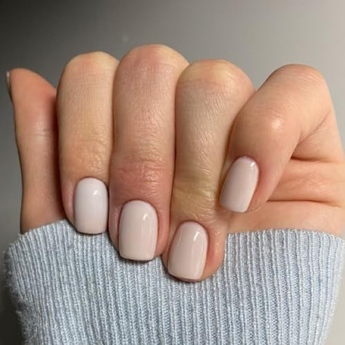 Xanthelle uñas postizas, 24 piezas de uñas de gel suave estilo Stiletto para pegar, Juego de uñas falsas reutilizables con pegamento y mini lima, Blanco lechoso para Navidad