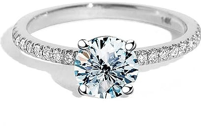 Moissanite förlovningsringar for kvinnor 1ct D färg VVS1 diamantringar 925 sterling silver vigselringar for med certifikat(White,9)