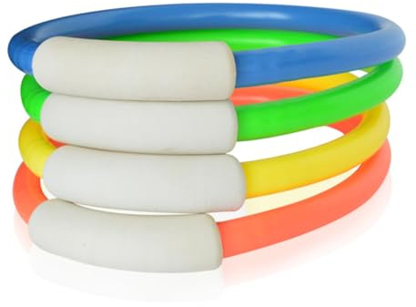 TOYANDONA Lot de 4 Anneaux de Plongée en PVC pour Garçon et Filles, Jouets de Piscine Flexibles et Résistants, Bouées de Natation pour Jeux Aquatiques et Entraînement sous-Marin