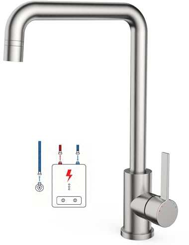 Niederdruck Armatur Küche Mit 3 Anschluessen Fuer Boiler, 2 Strahlarten, 360 ° Drehbare Wasserhahn Küche, Leicht Zu Zerlegen, Spültischarmatur Für Boiler, Untertischgeräte